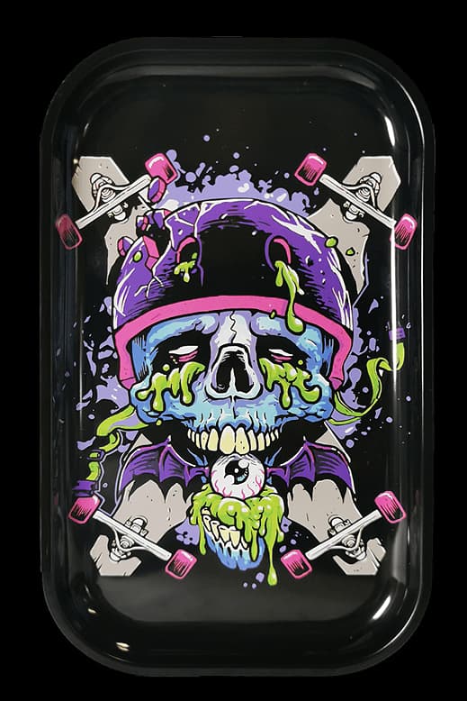 27x16cm Rolling Tray „Skater Skull“ aus Metall
