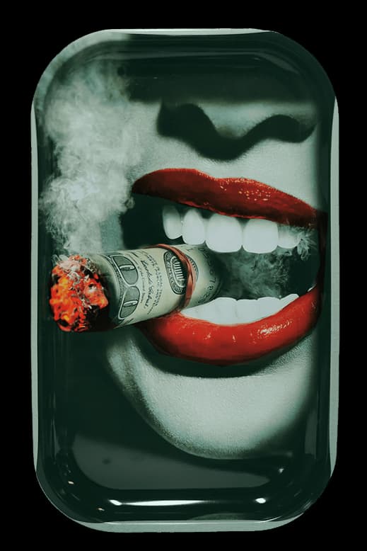 27x16cm Rolling Tray „Smoke Dollars“ aus Metall