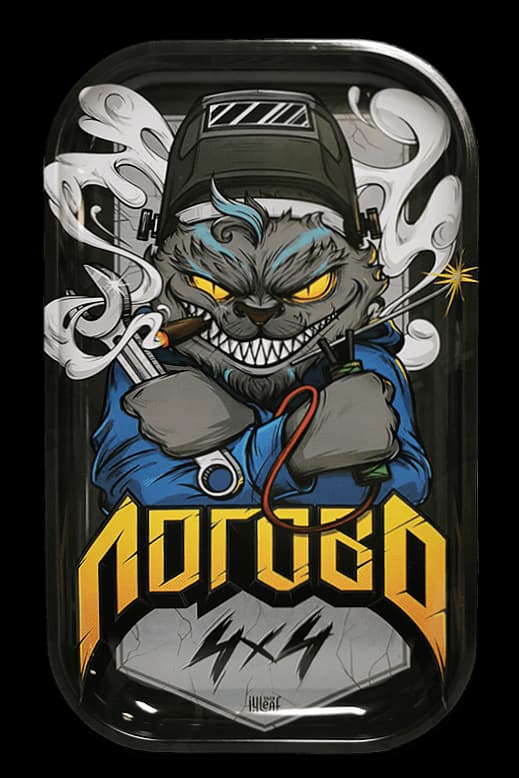 27x16cm Rolling Tray „Cat“ aus Metall